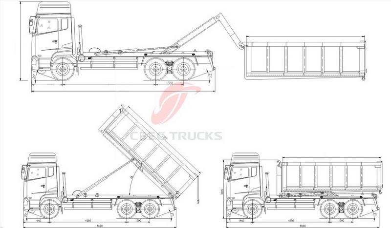 beiben Swing arm garbage truck technical drawing