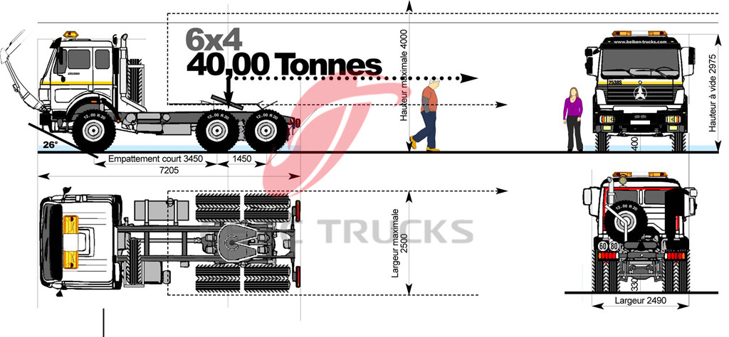 beiben 2536 tractor trucks technical drawing