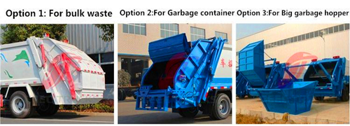 rear loading device for garbage compactor trucks