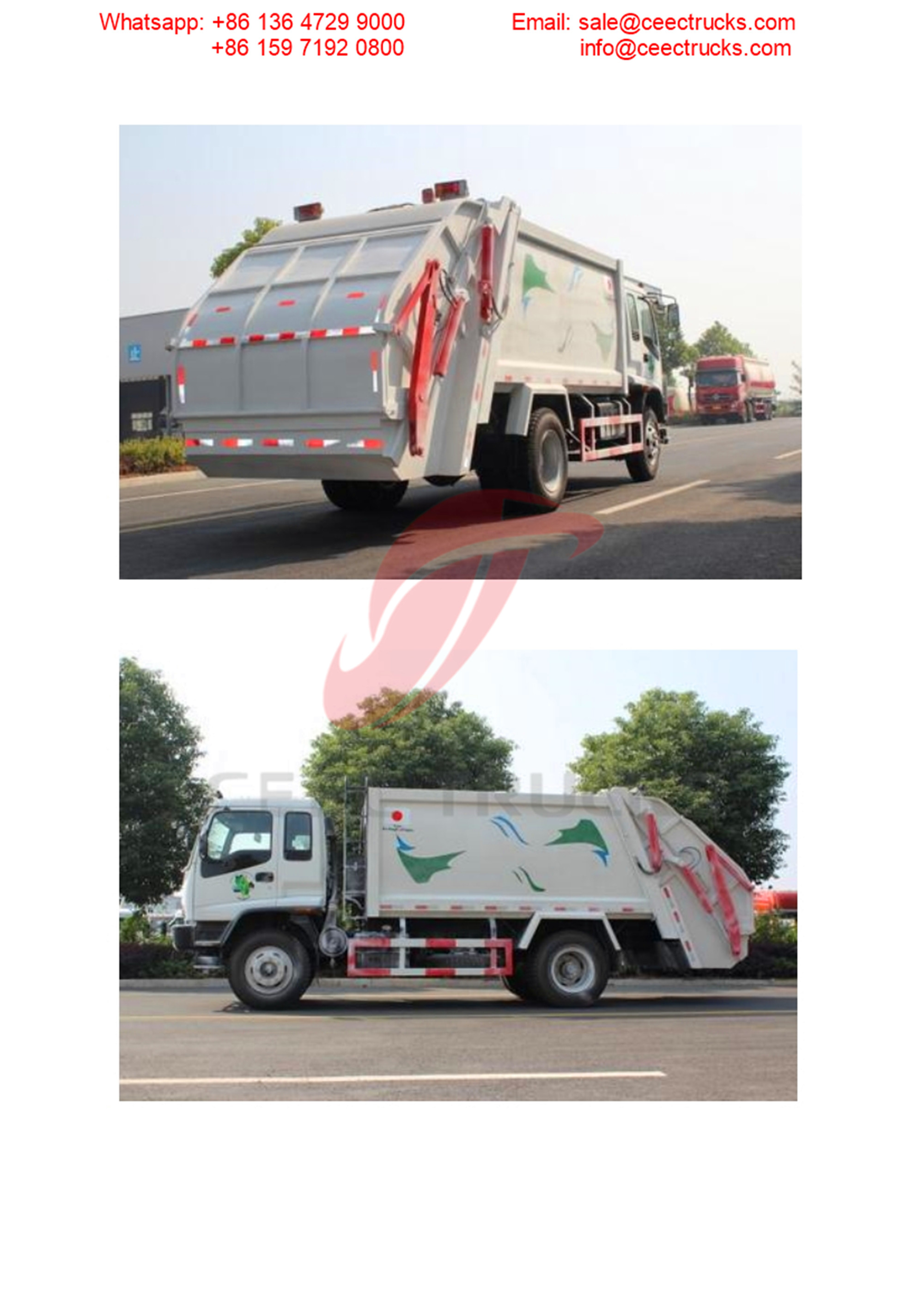 Dominica customer buy ISUZU FVR 12CBM garbage compactor truck