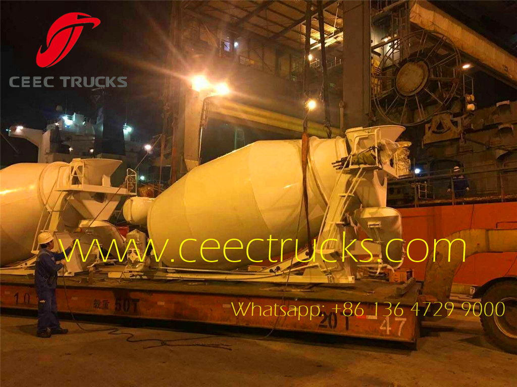 8CBM concrete mixer truck up body shanghai seaport loading