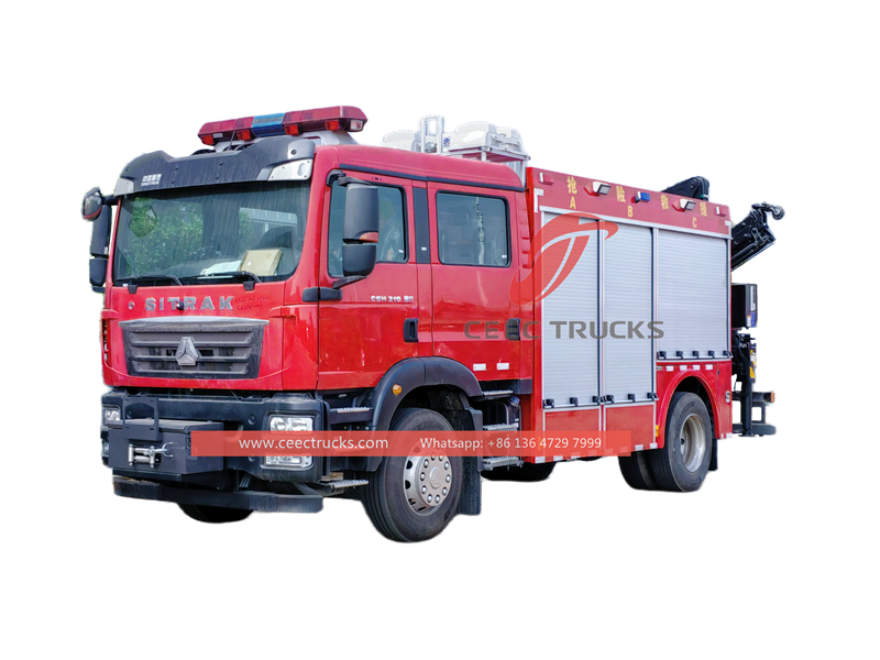 Пожарно-спасательная машина Howo с 8-тонным краном и 12-метровым аварийным освещением