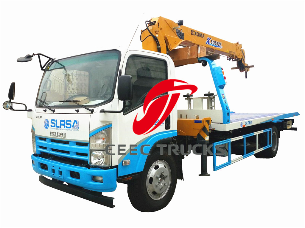 ISUZU 5T road wrecker truck mounted crane supplier
