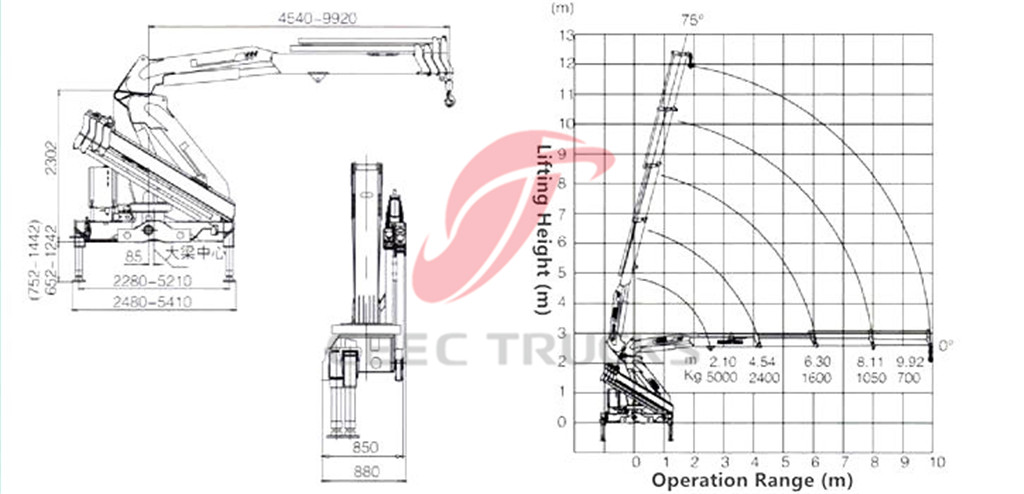 5tons knuckle boom crane CAD drawing