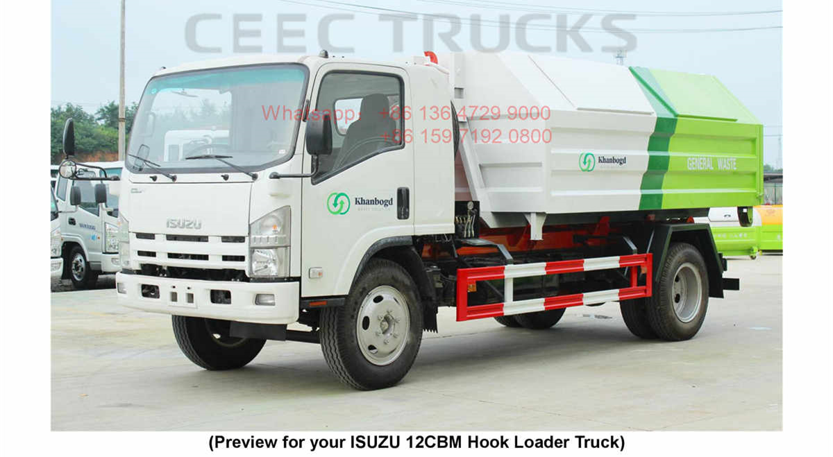 Mongolia--ISUZU 12CBM hook loader refuse truck Manual