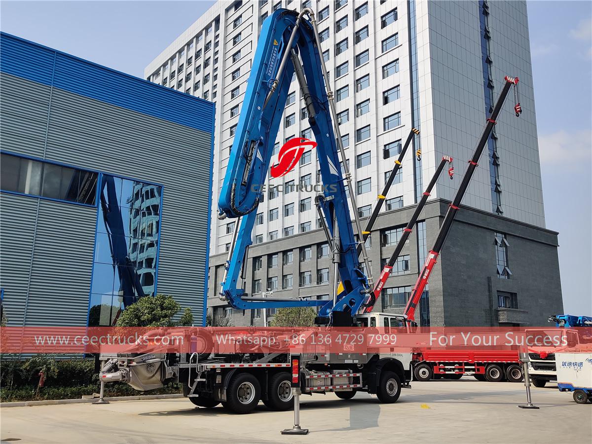 HOWO 38m concrete pump trucks manufacturer for hot sale