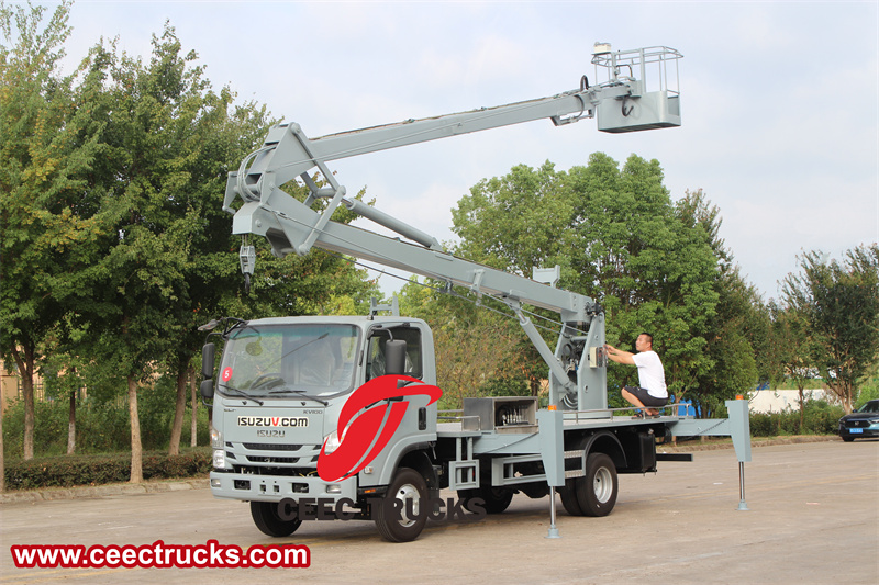 Isuzu KV100 manlifter boom truck with basket