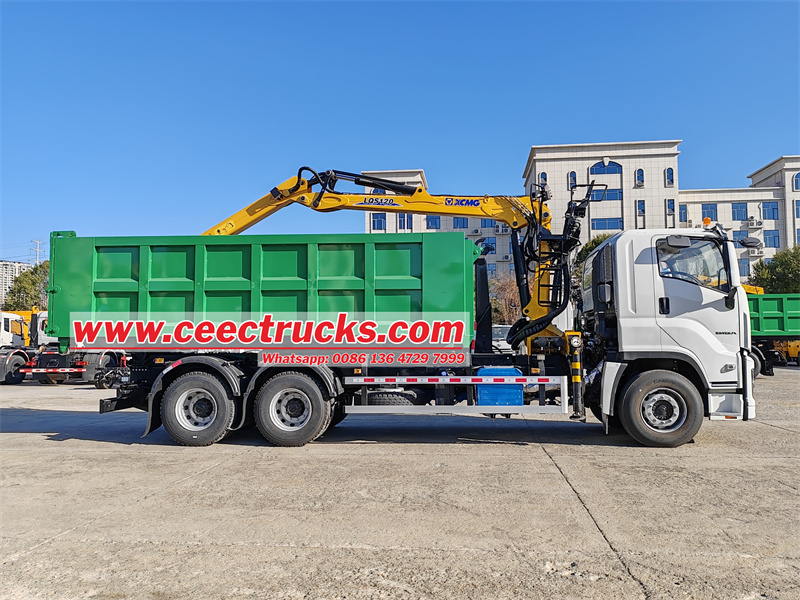 Isuzu 18 T hook lift garbage loader with hydraulic crane