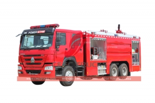 Комбинированная пожарная машина HOWO 6 × 4 с водяной пеной и сухим порошком