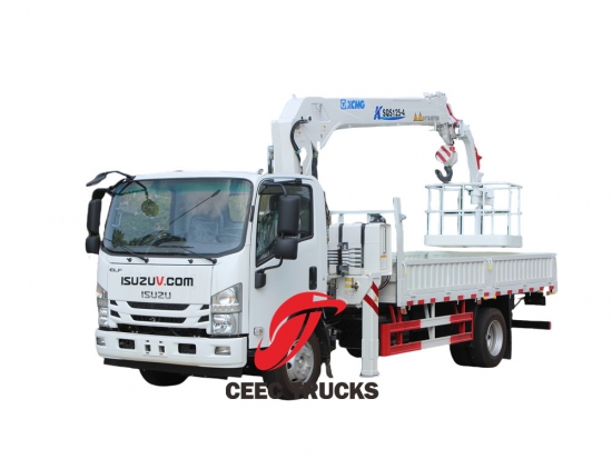 Isuzu Boom Crane Truck with Manlifter