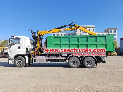 Isuzu 18 T hook lift garbage loader with hydraulic crane