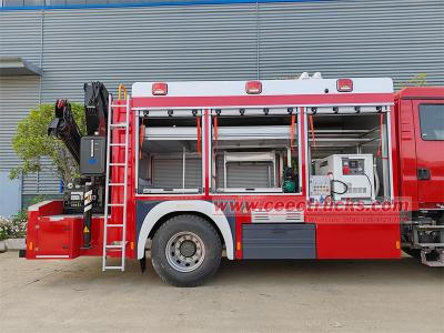 Howo multipurpose fire truck with hydraulic crane
