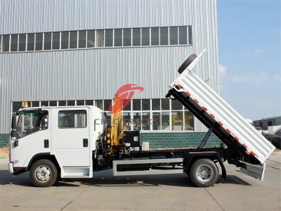 Isuzu ELF double cabin dumper with knuckle crane