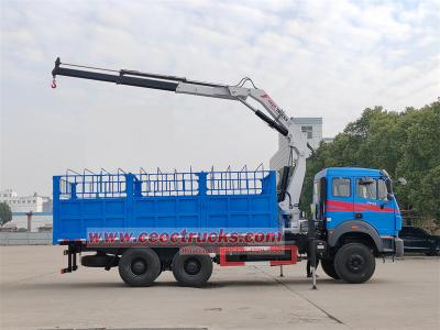 Beiben 6x4 cargo truck with knuckle crane