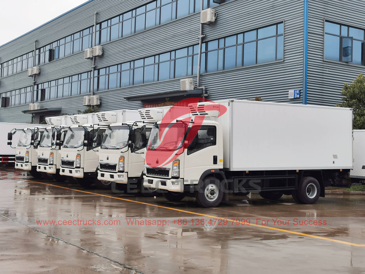 Ангола - 5 грузовиков с морозильной камерой HOWO, экспортированных из CEEC TRUCKS
